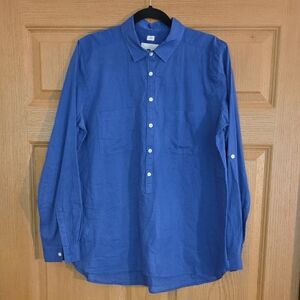 LOFT The Softened‎ Women's Casual Blue Button Down Shirt